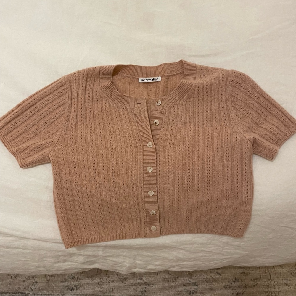 Reformation pink sweater crop